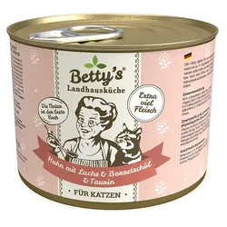 Katzen Nassfutter Betty's Landhausküche Huhn mit Lachs & Borretschöl