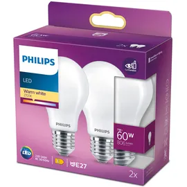 Philips LED Classic E27 Glühlampenform 7 W 806 lm 2er Set 11 x 6 cm (H x Ø)