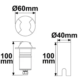 ISOLED Bodeneinbaustrahler Aluminium Ø 6cm 10,0cm IP67 3W warmweiß schwarz