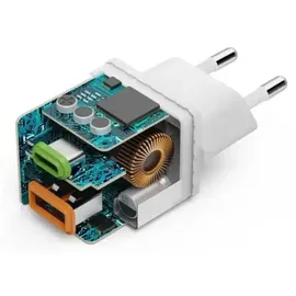 Hama Schnellladegerät 1x USB-C 1x USB-A Mini-Ladegerät PD 30 W Weiß