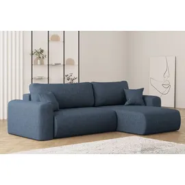 Kaiser Ecksofa mit Schlaffunktion und Stauraum für Bettzeug, L-förmiges Sofa,Capri Stoff Verita Rechts Marineblau