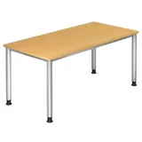Hammerbacher höhenverstellbarer Schreibtisch buche rechteckig, 4-Fuß-Gestell silber 160,0 x 80,0 cm