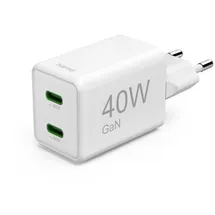 Hama Schnellladegerät GaN 2x USB-C PD 40 W Weiß