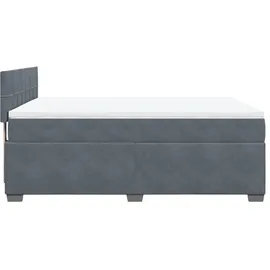vidaXL Boxspringbett mit Matratze Dunkelgrau 160x200 cm Samt