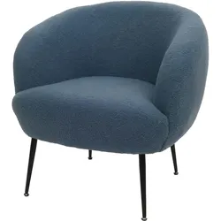 Mendler Lounge-Sessel HWC-O37, Cocktail-/Clubsessel Polstersessel Sessel, Stoff/Textil Bouclé (330g/m2) Metall MVG ~ blau