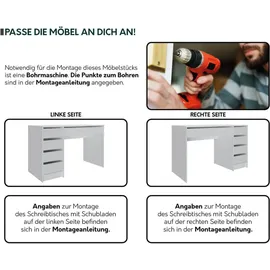 Mirjan24 Schreibtisch Ada, 5 Universale Schubladen Schülerschreibtisch Computertisch Kinderschreibtisch Arbeitstisch PC-Tisch Jugendzimmer Kinderzimmer (Weiß)