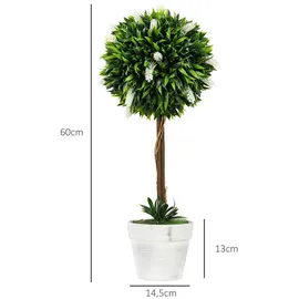 Homcom Kunstpflanze Kunststoff, Zement weiß 14,5L x 14,5B x 60H cm