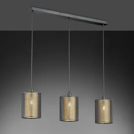 WOFI Hängeleuchte 3-flg. E14 15 cm schwarz goldfarben