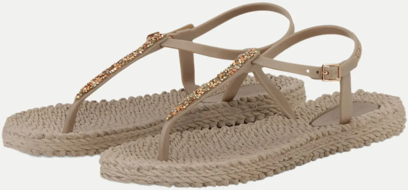 Flip Flops Cheerful mit Strasssteinen Beige 39