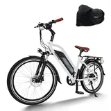 Himiway City Pedelec E-Bike Weiß mit 250W Motor für Damen & Herren,26 Zoll Elektrisches City Bike mit 36V 18,2Ah 655Wh Akku,Elektrofahrrad bis 120km für Pendeln, hydraulische Bremsen,CE-Konform