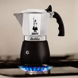 Bialetti Brikka 0,1 l 2 Tassen Schwarz/Silber