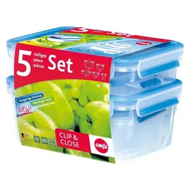 Emsa Clip & Close Frischhaltedosen Set blau 5-teilig 0,25 l, 0,55 l, 1 l, 1,2 l, 2,2 l