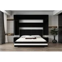 ROYAL24_MARKT Schlafzimmer-Set - Bett mit Panama Schränken, (Komplett Set, 10-St., Panama 4), Es entspricht den feinsten Geschmäckern. schwarz 280 cm x 223 cm x 35 cm