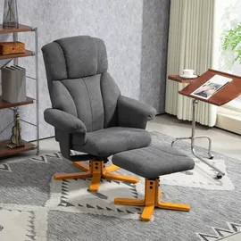 Homcom Relaxsessel mit Hocker Textil 79 x 104 x 80 cm Dunkelgrau