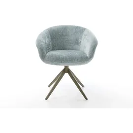 DeLife Drehstuhl Vinka-Flex mit Armlehnen Chenille Pastellblau Kreuzgestell breit Effektfinish Titan 360° drehbar Taschenfederkern, Esszimmerstühle