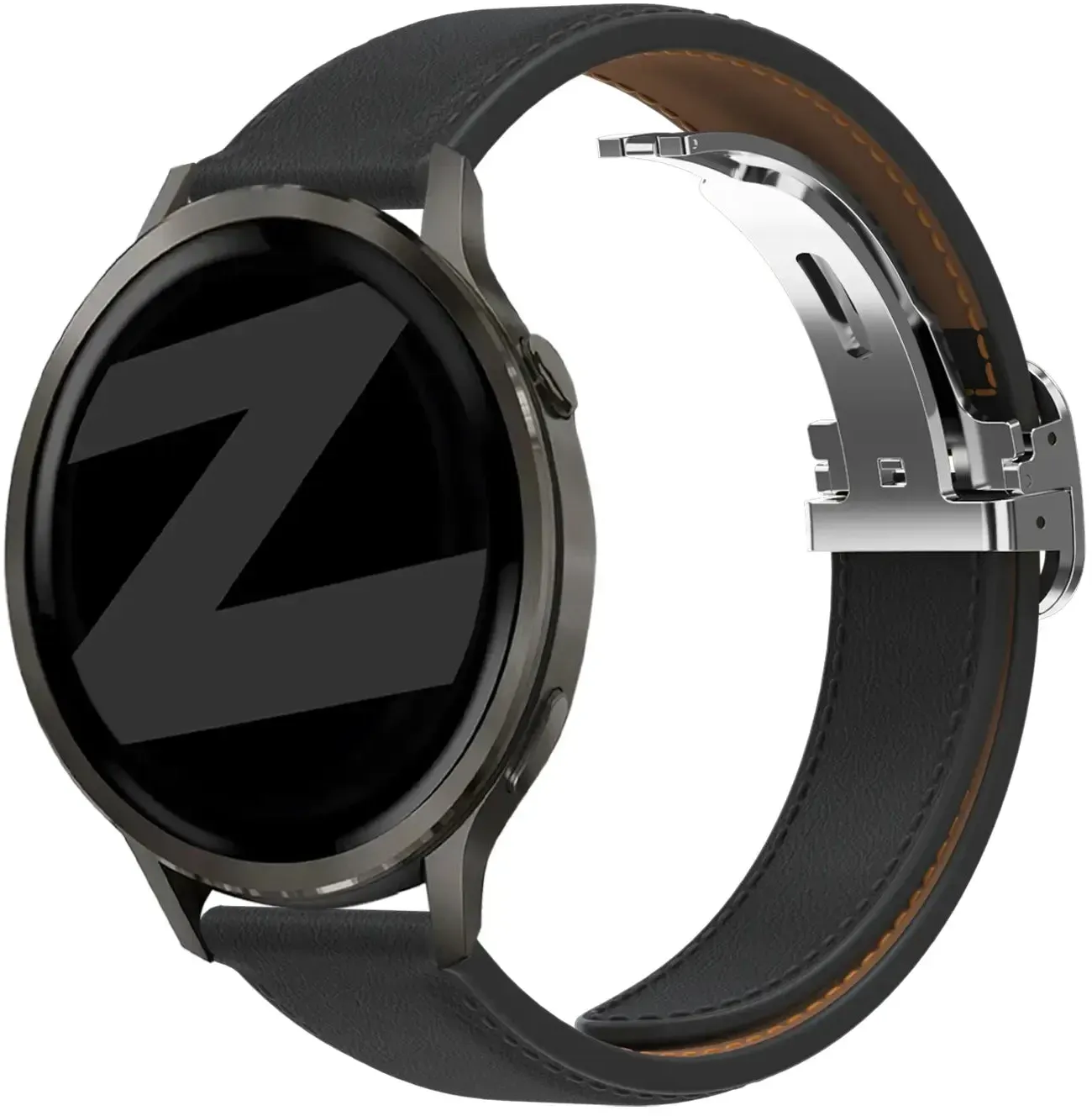 Bandz Actyve Smartwatch 20mm Armband Leder 'D-Type' für Actyve Smartwatch 20mm - Schwarz - Schnallenverschluss