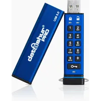 iStorage datAshur Pro USB3 256GB (256 GB, USB 3.2), USB Stick, Blau