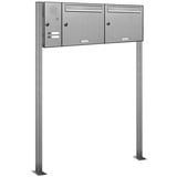 AL Briefkastensysteme Briefkasten Premium Edelstahl Stand Anlage mit Klingeln, Post A4 modern, robust, wetterfest, Artikelnummer: 331T2S2KSL