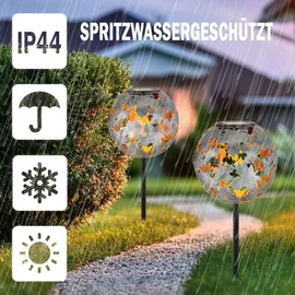 bmf-versand Solarleuchte Garten 2er Set Solarlampe Kugel Außenlampe Silber 18 cm Erdspieß - Schwarz/Grau