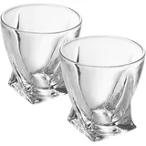 Intirilife 2x Whisky Glas in KRISTALL KLAR 'TWISTED' – Old Fashioned Whiskey Kristallglas Bleifrei im Sculpture Design spülmaschinengeeignet perfek