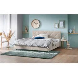 Polsterbett "Padua", beige, L:210cm, Bezug 100% Polyester, Polsterung: Polsterwatte, Material Gestell: gepolsterter Holzwerkstoff, verchromte Metallfüße, WESTFALIA SCHLAFKOMFORT, Betten, mit Rautensteppung, 3 verschiedene Matraztenarten wählbar