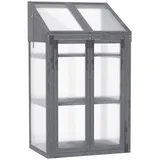 Outsunny Frühbeet aus Holz, Mini Gewächshaus 70 x 50B x 120H cm-Grau