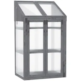 Outsunny Frühbeet aus Holz, Mini Gewächshaus 70 x 50B x 120H cm-Grau