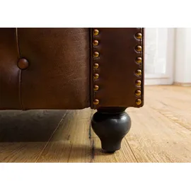 Massivmoebel24 Sessel Chesterfield Leder 105 x 75 x 82 cm Braun