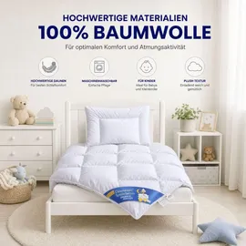ARO ARTLÄNDER Daunenbett Junior Exklusiv 100x135 cm und Daunendecke 80x80 cm - weiß