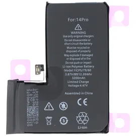 AccuCell Akku passend für Apple iPhone 14 Pro, Li-Polymer, 3,87V, 3200mAh, 12,38Wh, ohne Werkzeug
