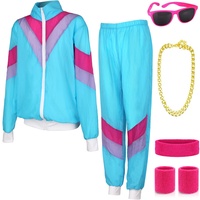 ATOWORLD 90er 80er Jahre Outfit Herren Kostüm 80er Jahre Trainingsanzug Jacke Hose Anzug 80er Accessoire 80er Jahre Kleidung Frauen Männer Erwachsene Partner Karneval Kostüm Bad Taste Party 80iger(S)