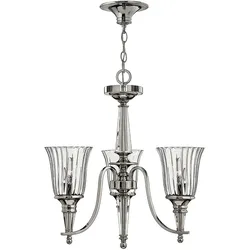 Licht-Erlebnisse Kronleuchter JIVETE 3x E14 bis 60W Silber Klar/Transparent Baustahl Kristallglas LE51101