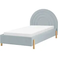 Beliani Polsterbett Samtstoff hellblau Lattenrost 90 x 200 cm