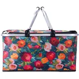YHHLWXMDZ Isolierter Picknickkorb, Auslaufsichere Kühltasche, Einkaufskorb mit Deckel, 2 Stabile Griffe, for Reisen, Camping im Freien(Blue)