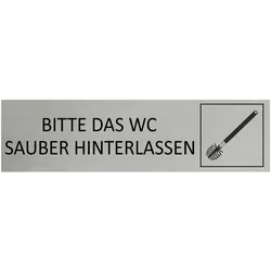 CombiCraft Aluminium Türschild Bitte das WC sauber hinterlassen 165x45mm mit 3M-Tape