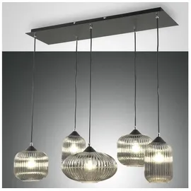 Fabas Luce Gillis 5-flg. 97,5 cm rund schwarz/rauchglas