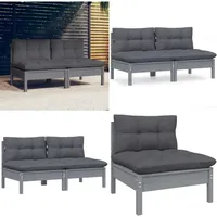 Vidaxl - 2-Sitzer-Gartensofa mit Anthrazit Kissen Massivholz Kiefer - 2-Sitzer-Gartensofa - 2-Sitzer-Gartensofas - Home & Living - Grau