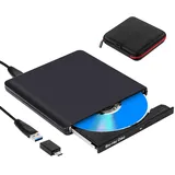 Externes Blu Ray Laufwerk, Aluminium Bluray Brenner Extern, USB 3.0 Externer CD DVD Blue Ray Player mit Tasche, Ultra Slim Tragbar BD Externe Blu-ray Laufwerke für Mac PC MacBook Laptop Windows 11/10