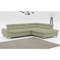 Cotta Ecksofa Gemini L-Form, B: 312 cm, mit Kopfteilverstellung, optional Bettfunktion grün