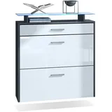 Vladon Schuhschrank, Weiß Hochglanz, Holzwerkstoff, 89x96x23 cm, Garderobe, Schuhaufbewahrung, Schuhschränke