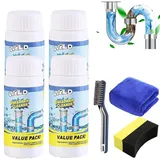 Abflussreiniger Schaum, Velorin Abflussreiniger, Abflussreiniger Extra Stark, Wild Sink Drain Cleaner, Vorteilspack Rohrreiniger, für Badewanne, Waschbecken, Toiletten (4 Stück(440g))