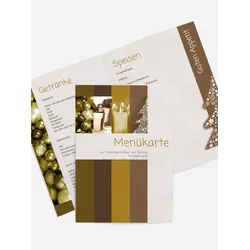Menükarten Weihnachtsfeier selbst gestalten mit Spruch und Fotos im Onlinedesigner bei Meine-Kartenmanufaktur.de