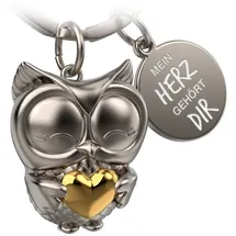 FABACH Eule Owly mit Herz und Gravur - Süßer Schlüsselanhänger Eule - Freundschaft und Liebe Glücksbringer aus Metall für Frauen - Mein Herz gehört dir