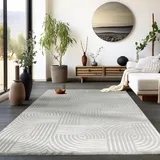 HomebyHome Kurzflor Teppich Wohnzimmer Grau 3D Teppich Skandinavisches Stil Modern Teppiche 160 x 230 cm - Boho Teppich Schlafzimmer Küchenteppich Waschbar Boho Design Weicher Wohnzimmerteppich