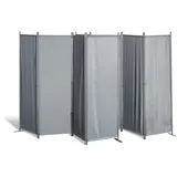 GRASEKAMP 2 Stück Paravent 4tlg Raumteiler Trennwand Sichtschutz Grau