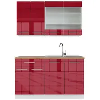 Vicco Küchenzeile Fame-Line 140 cm Bordeaux Hochglanz/Weiß
