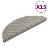 vidaXL Treppenmatten Selbstklebend Sisal-Optik 15 Stk. 56x20cm Taupe