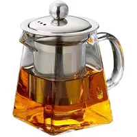950mL Teekanne Glas, Karaffe Aus Glas Mit Deckel, Wasserkaraffe, Glaskaraffe Mit Edelstahl Deckel, Glasflasche, Hitzebeständiger Borosilikatglas Wasserkrug, Karaffe Glas Ideal für Milch, Saft, Tee