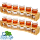 Schnapsgläser Set mit 12 großen lustigen Schnapsgläsern und Halter 30 ml, transparentes Kristallschnapsglas mit Tablett, Servierbrett, Organizer für Likörschnaps, Tequila, Whisky, Brandy, Wodka, Rum