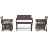 vidaXL Polyrattan Lounge-Set 4-tlg. braun inkl. Auflagen 46435